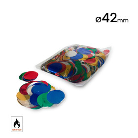 Multicoloured metallic confetti, 42 mm