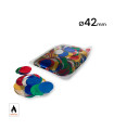 Multicoloured metallic confetti, 42 mm