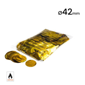 42 mm round gold metallic confetti
