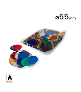 Multicoloured round metallic confetti, 55 mm