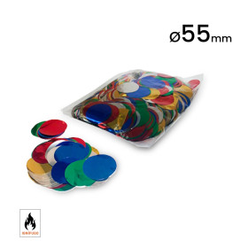 Multicoloured round metallic confetti, 55 mm