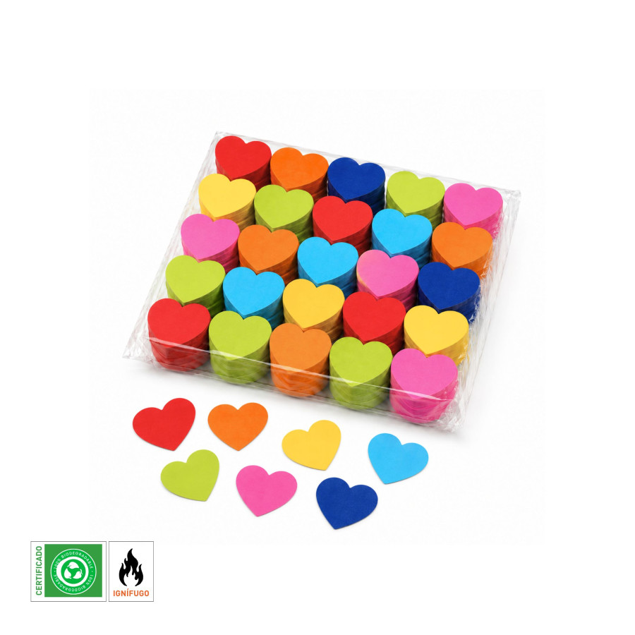 Confeti papel Corazones Multicolor Biodegradable