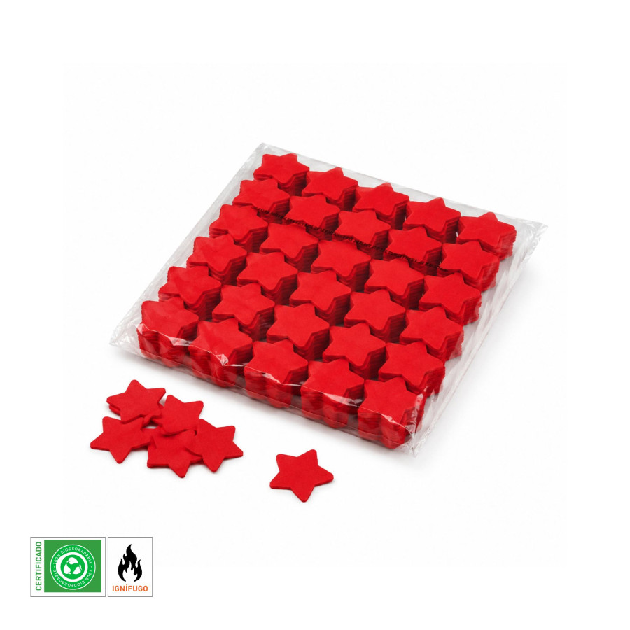 Confeti papel estrellas Rojo Biodegradable