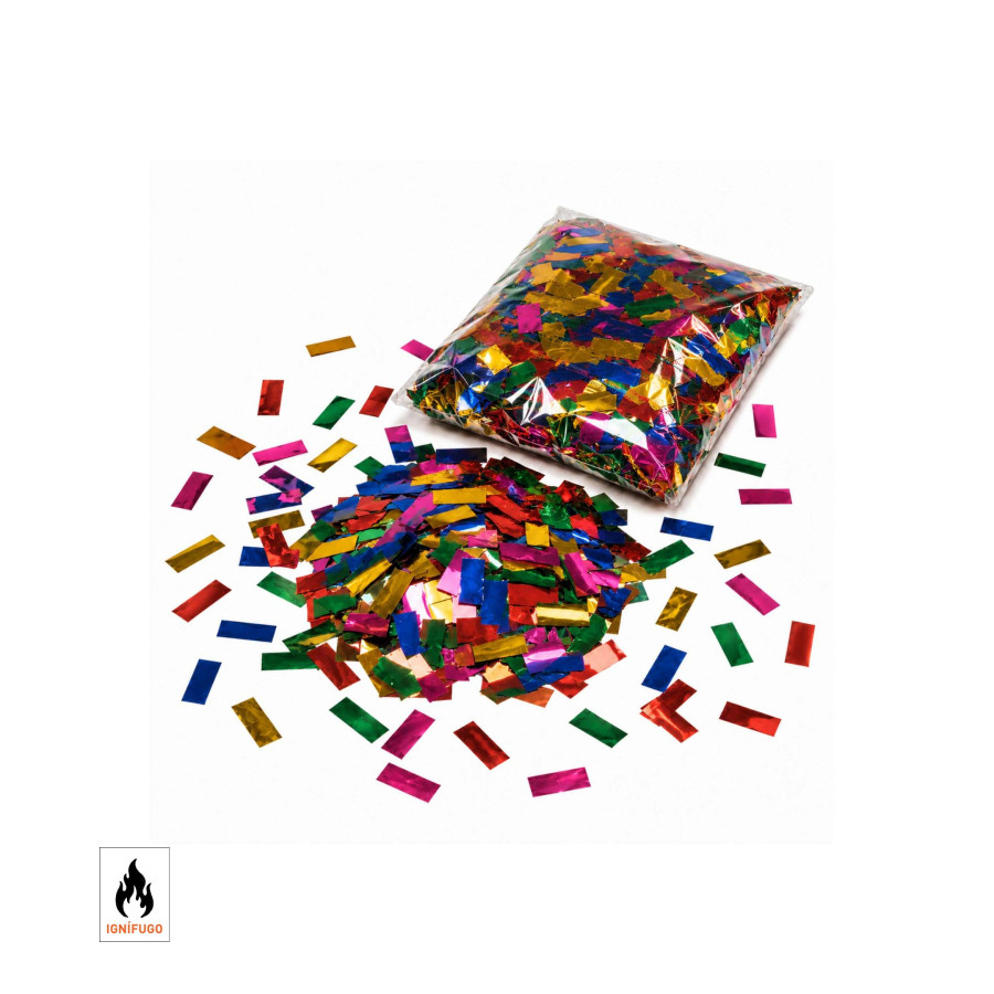 Confeti metalizado rectangular multicolor