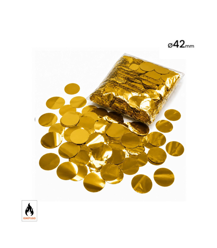 42 mm round gold metallic confetti