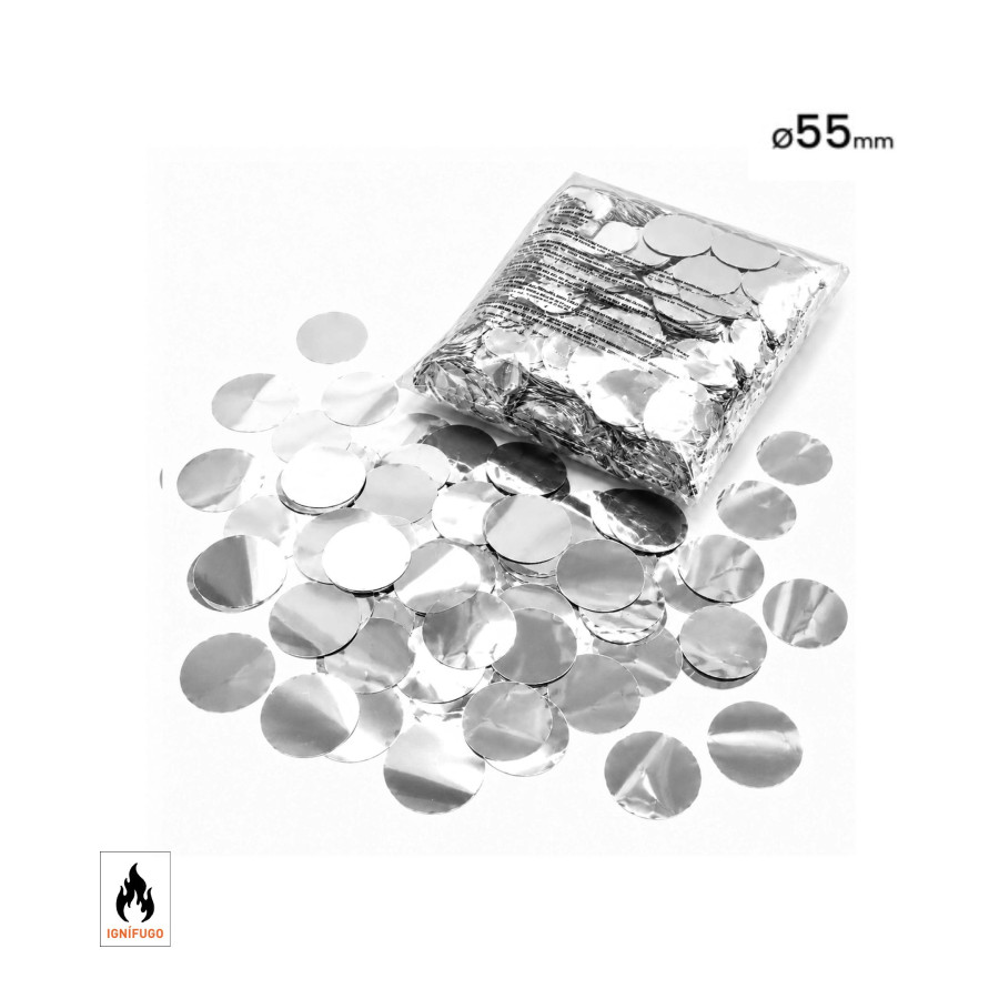 55mm silver round metallic confetti