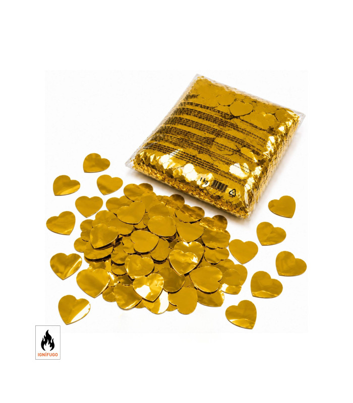 Confeti metalizado corazones oro