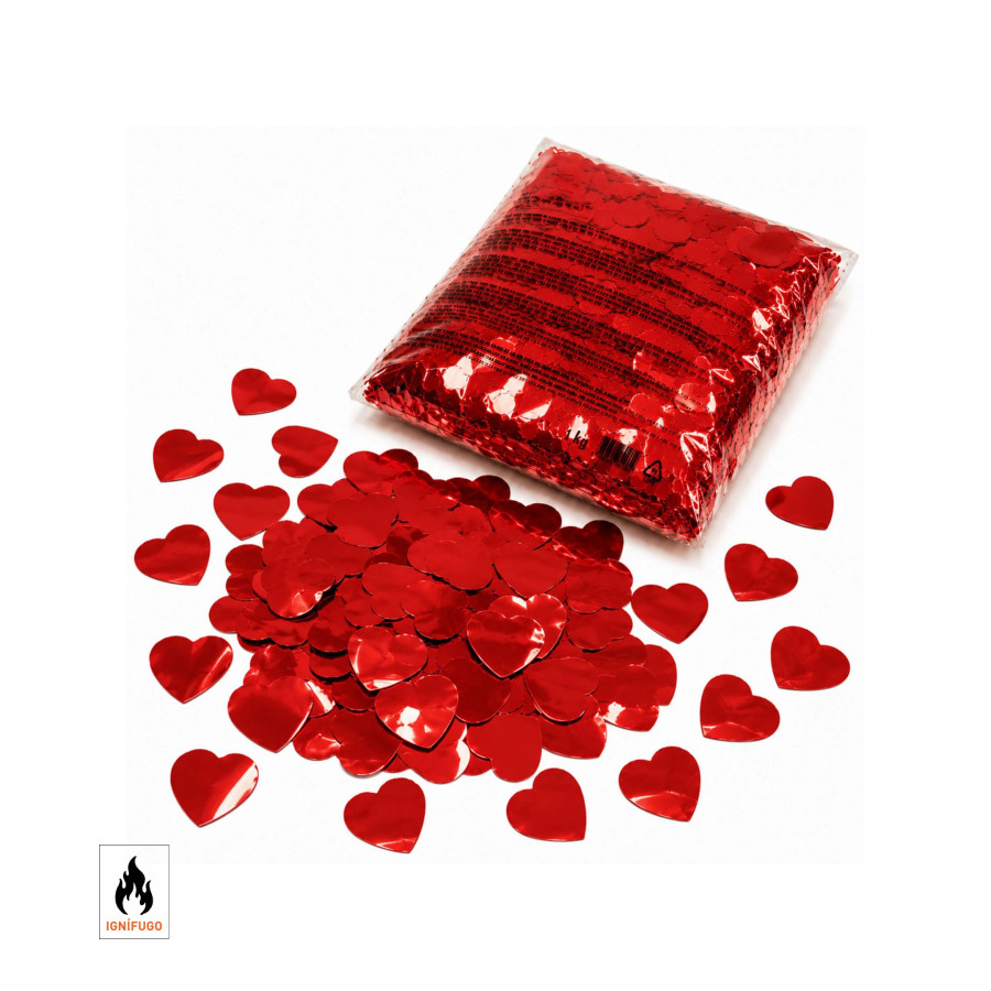 Metallic red heart confetti