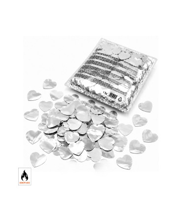 Confeti metalizado corazones plata
