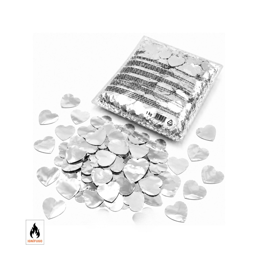 Silver heart metallic confetti