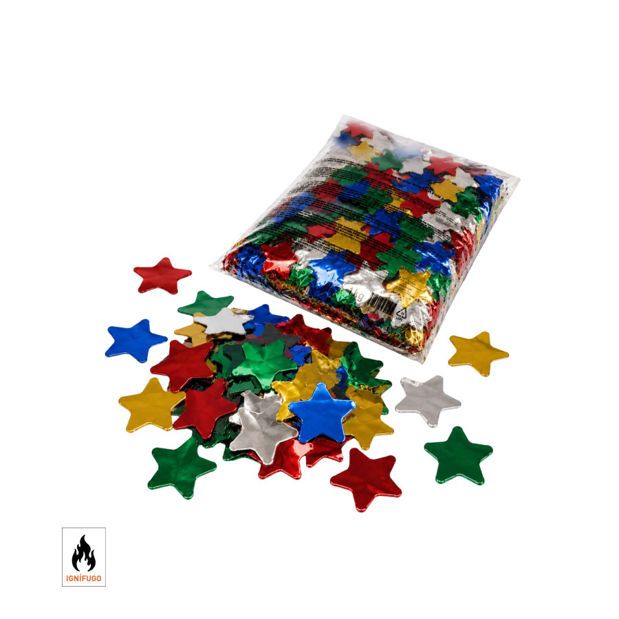 Multicoloured metallic star confetti