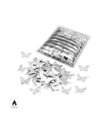Confeti metalizado mariposas plata