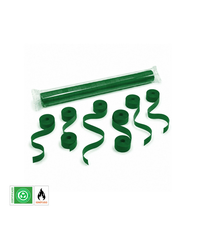 Paper streamer 10 m x 1.5 cm, green, biodegradable
