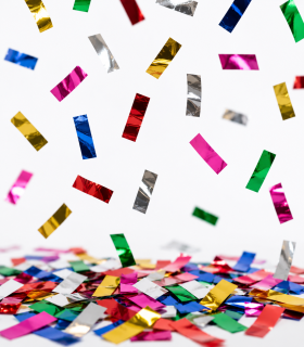 copy of 80 cm electric cartridges with yellow confetti. Biodegradable.