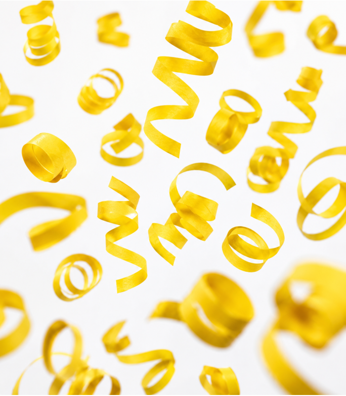 Paper streamer, 5 x 0.85 m, yellow, biodegradable