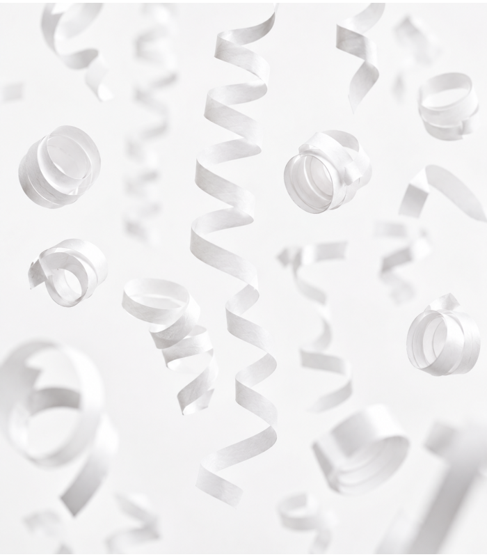 Paper streamer, 5 x 0.85 m, white, biodegradable