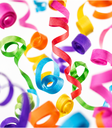 Multicoloured biodegradable paper streamer, 10 m x 1.5 cm