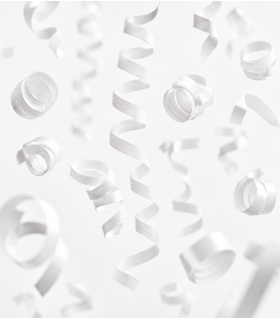 Paper streamer, 10 m x 1.5 cm, white, biodegradable