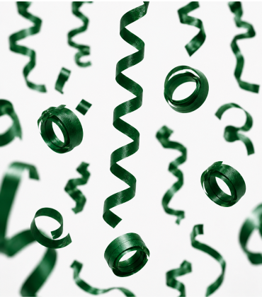 Paper streamer 10 m x 1.5 cm, green, biodegradable
