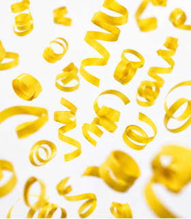 Paper streamer, 10 m x 5 cm, yellow, biodegradable