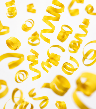 Paper streamer, 10 m x 5 cm, yellow, biodegradable