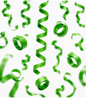 Paper streamer 10 m x 5 cm, green, biodegradable