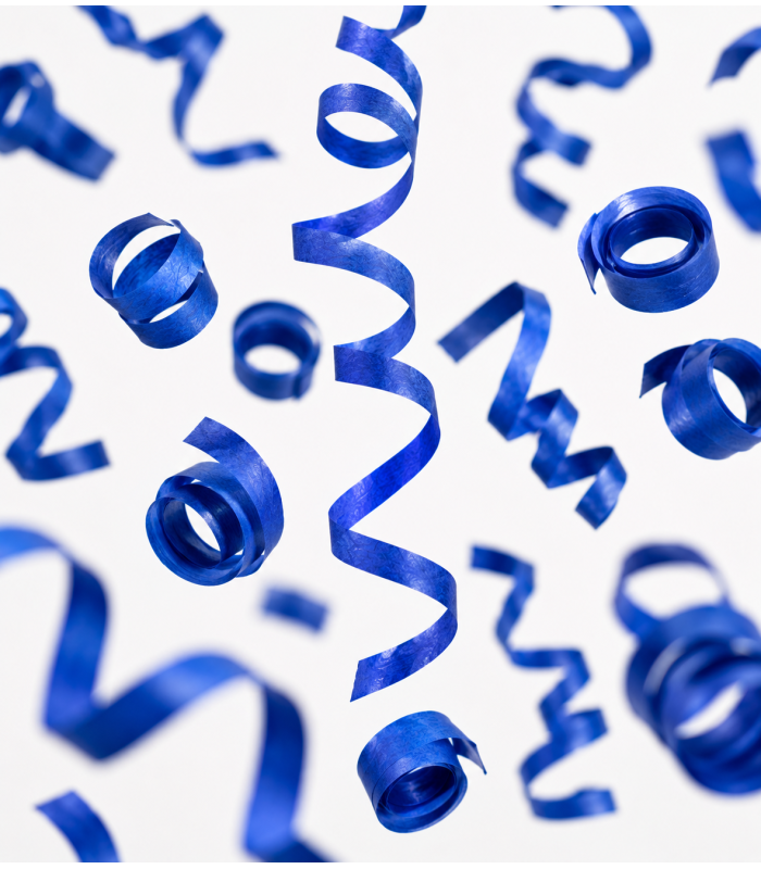 Paper streamer, 20 m x 5 cm, blue