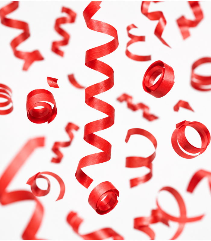 Paper streamer, 20 m x 5 cm, red