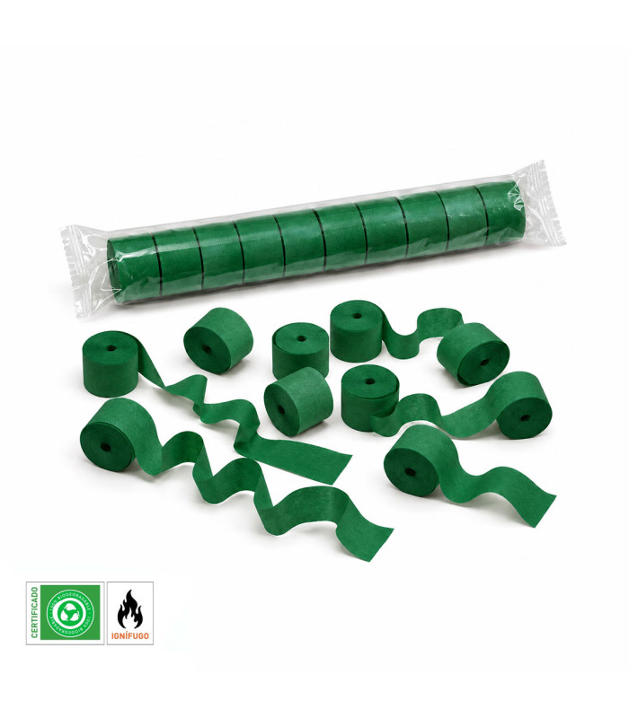 Paper streamer 10 m x 5 cm, green, biodegradable